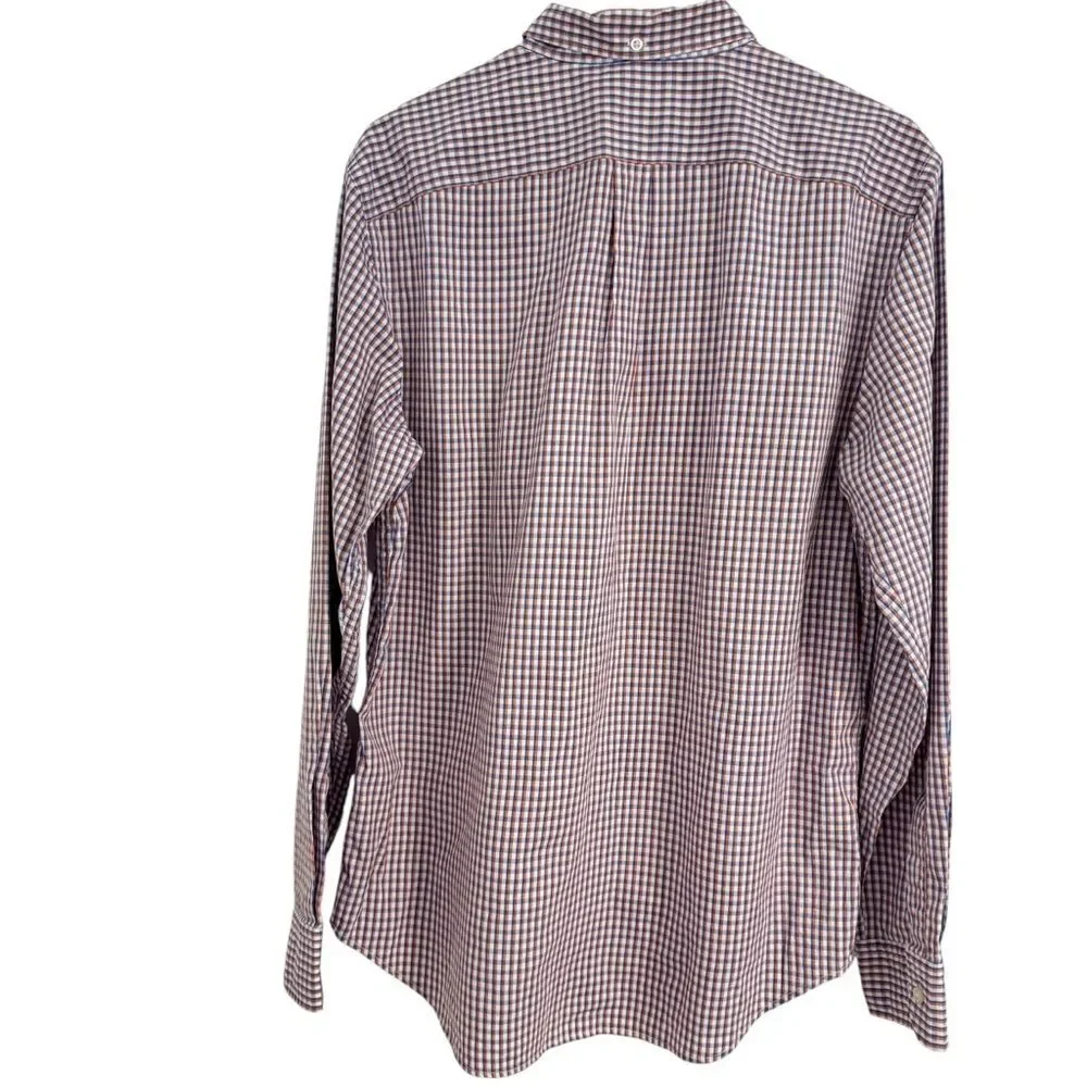 Banana Republic Mens M Checkered Dress Shirt Cotton Oxford CAMDEN Fit Blue white